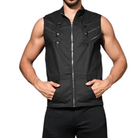 Andrew Christian Special Forces Capsule Zipper Vest Black Large - Picture 10 of 16
